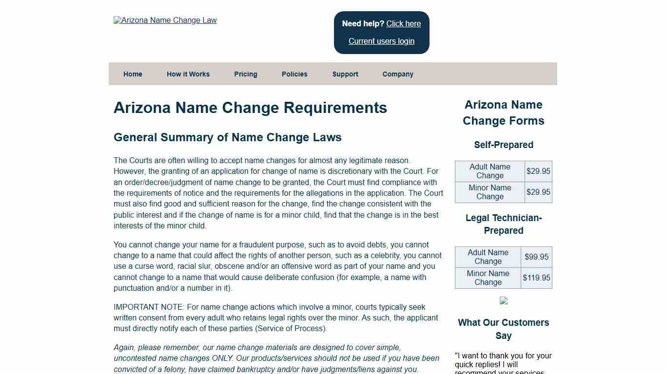 Arizona Name Change Requirements