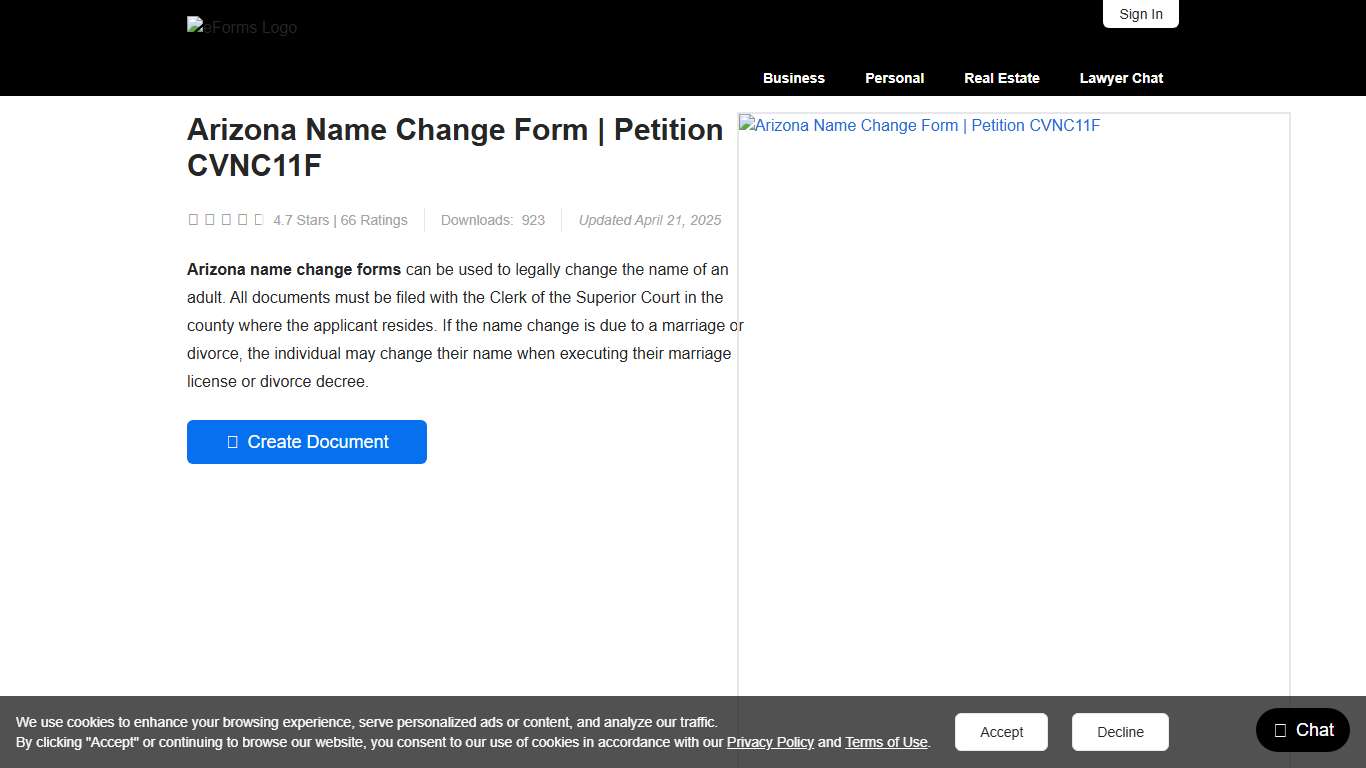 Free Arizona Name Change Forms Petition CVNC11F - PDF Word – eForms