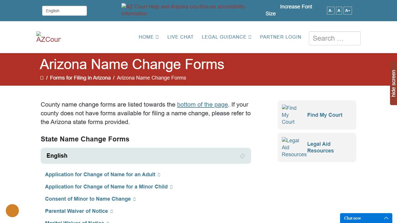 Forms for Filing for a Minor or Adult Name Change in Arizona